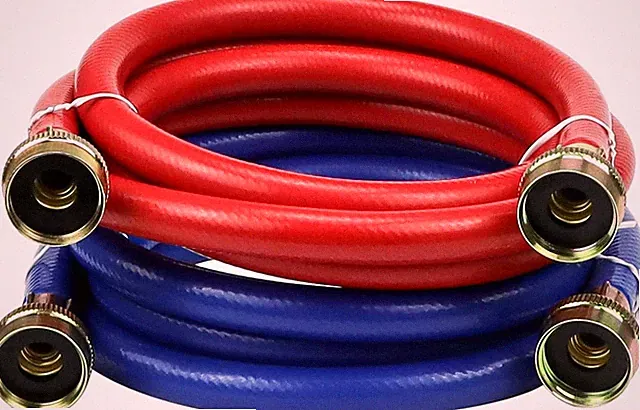 Pack 2 Mangueras Lavadora Goma 6FT Antiexplosión Rojo Azul Agua 3/4"