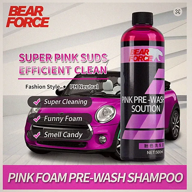 Pink Foaming Car Wash Soap Snow Foam Cannon Gun Bucket Active Cleaner