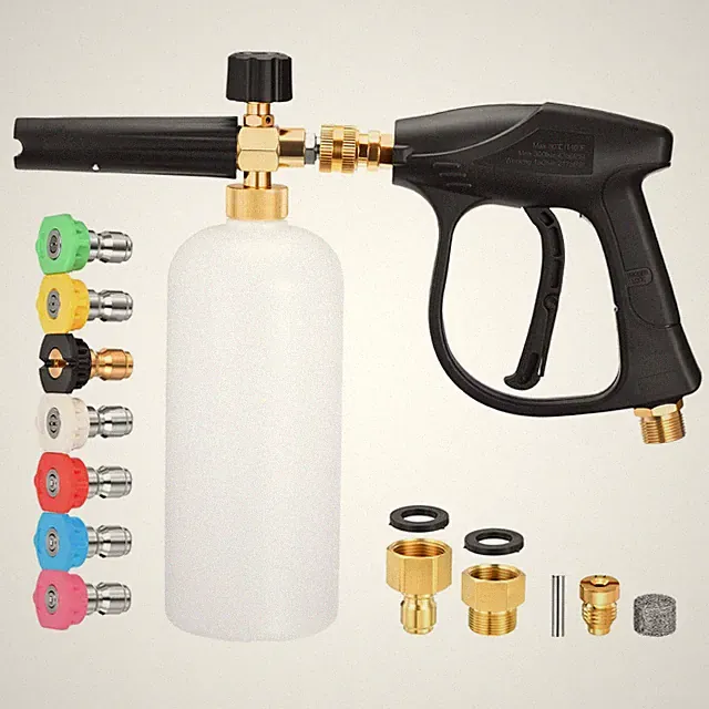 Pistola corta para hidrolavadora con cañón espuma, rosca 3/8" x conexión rápida