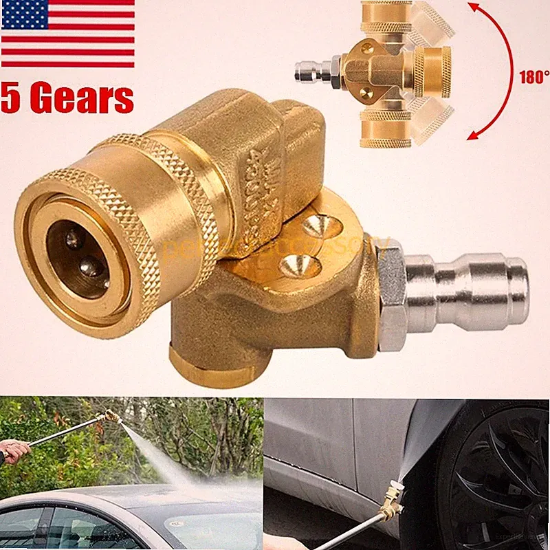 Pivoting Coupler High Pressure Washer 1/4" Quick Connect Rotary Adapter 5 Gears