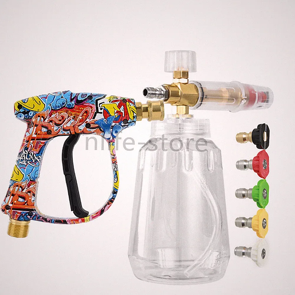 Plus 1/4" Snow Foam Cannon+High Pressure Washer Gun Soap Lance Spray Quick Tips