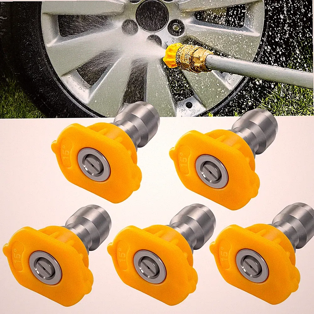 Podoy 15 Degree Pressure Washer Nozzle Tips 1/4" Quick Size 3.0, Yellow