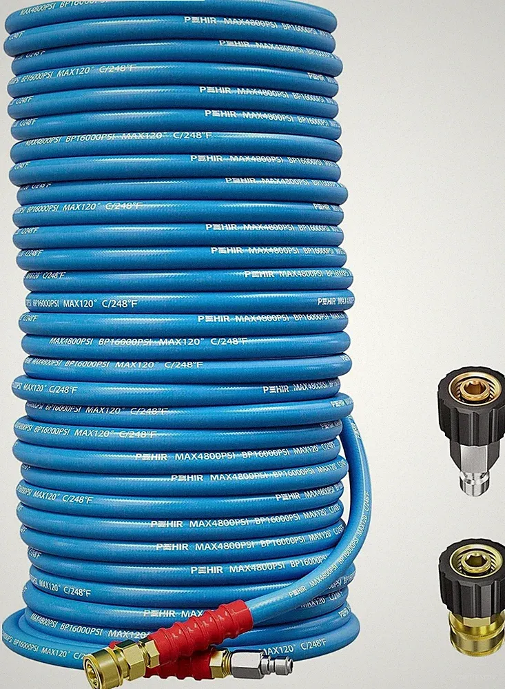 POHIR 150FT 4800PSI 3/8" Pressure Washer Hose Flexible Power Wire Extension Hose