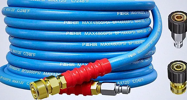 POHIR 25FT 3/8" Pressure Washer Hose 4800PSI Flexible Power Wire Extension Hose