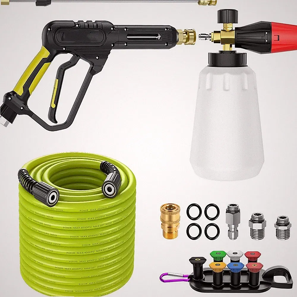 POHIR 3600 PSI Pressure Washer Gun W/Foam Cannon 50FT Power Washer Hose 15" Wand