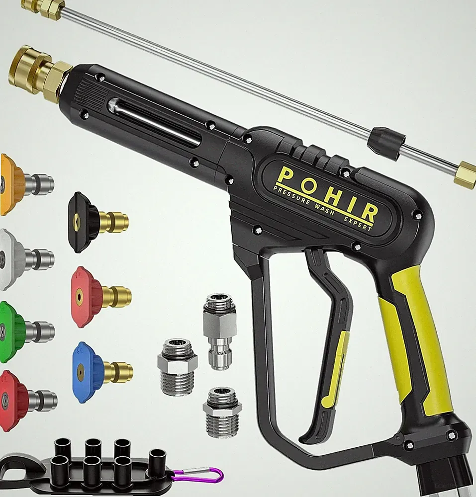 POHIR 3600PSI High Pressure Car Power Washer Gun 15" Spray Wand Lance Nozzle Kit