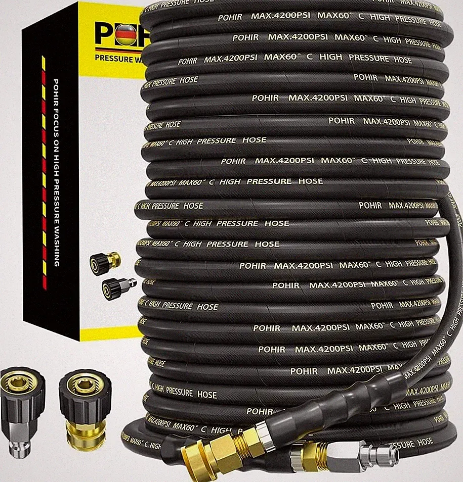 POHIR 4200PSI 100FT Pressure Washer Hose 1/4" Flexible Wire Power Extension Hose
