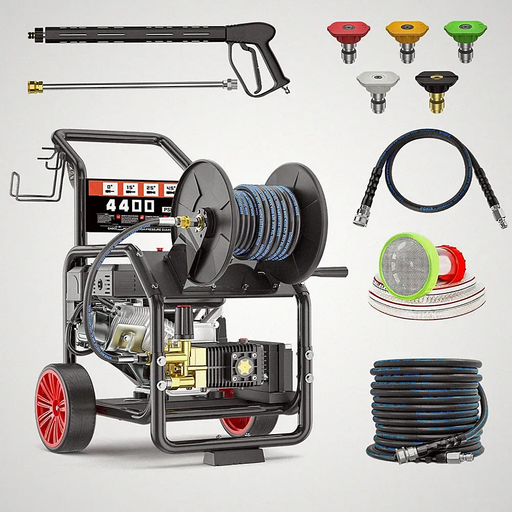 POHIR 4400 PSI One-Button Start Gas Pressure Washer 4.0 GPM 296cc Spray Gun