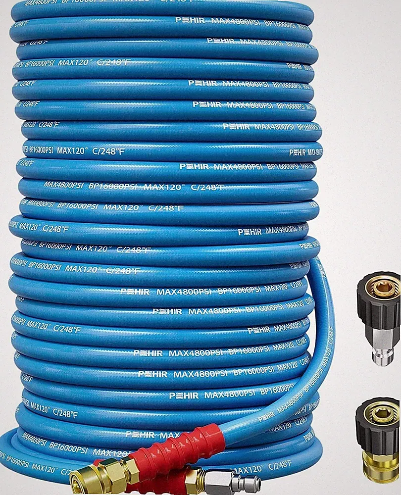 POHIR 4800PSI 100FT Pressure Washer Hose 3/8" Flexible Power Wire Extension Hose