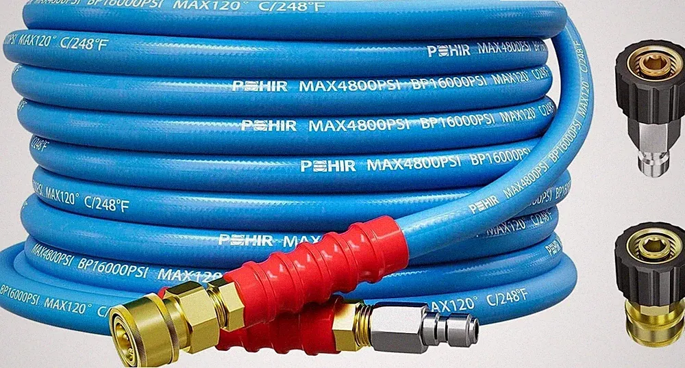 POHIR 4800PSI 25FT Pressure Washer Hose 3/8" Flexible Power Wire Extension Hose