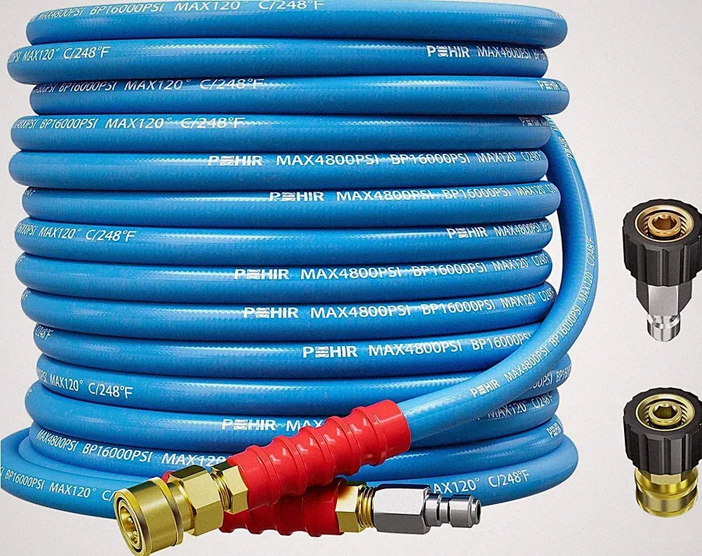 POHIR 4800PSI 50FT Pressure Washer Hose 3/8" Flexible Power Wire Extension Hose