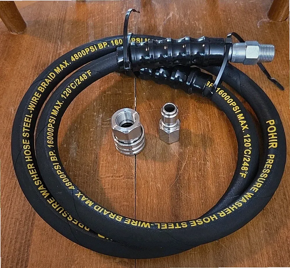 POHIR 4FT Pressure Washer Whip Hose 4800psi 3/8'' Steel Wire Braided