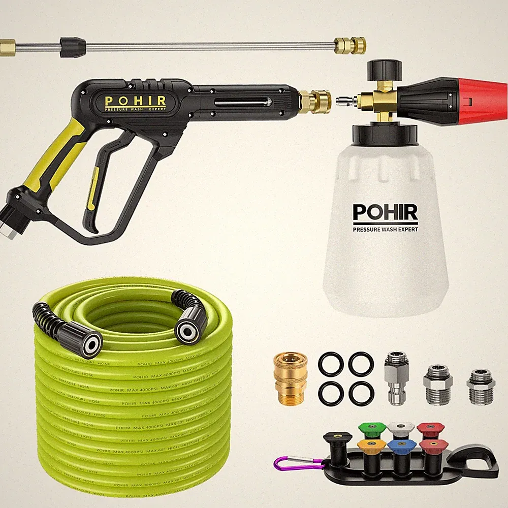 POHIR JS-QGPMH Pressure Washer Gun Foam Cannon 50ft Hose 3600PSI Kit