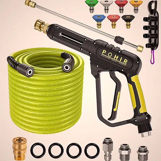 POHIR Pressure Washer Gun and Hose 3600 PSI, Pressure Washer Hose 50ft and Gu...