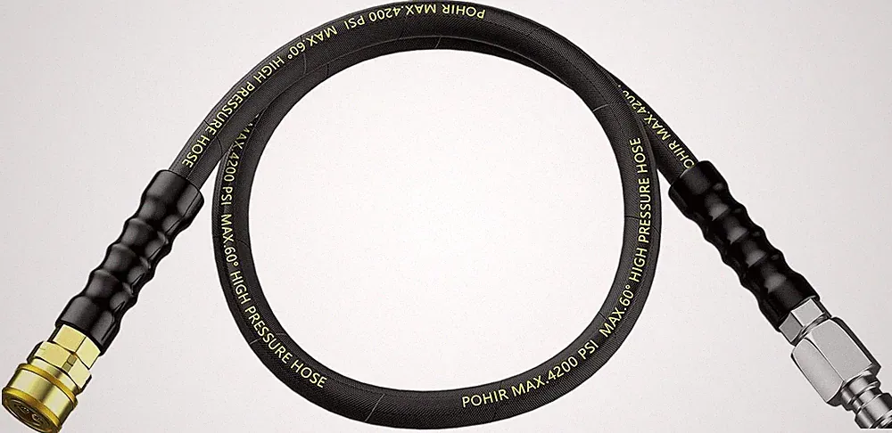 POHIR Pressure Washer Hose - 5 FT Whip with 3/8'' Quick 5FT, Black