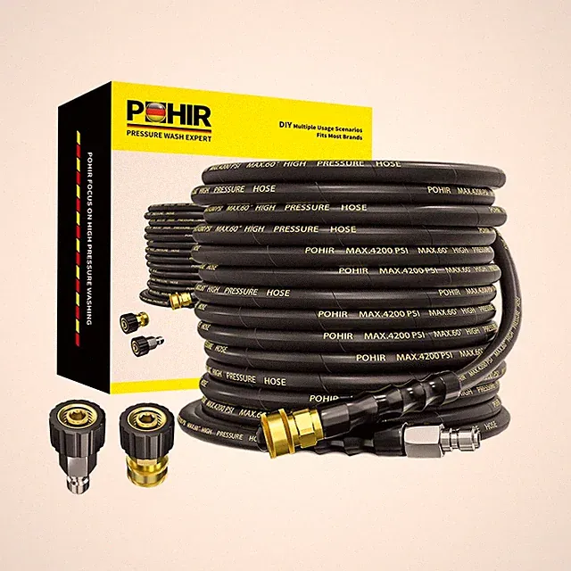 POHIR Pressure Washer Hose 50 ft with 3/8 Inch Quick Connect, Kink Resistant...