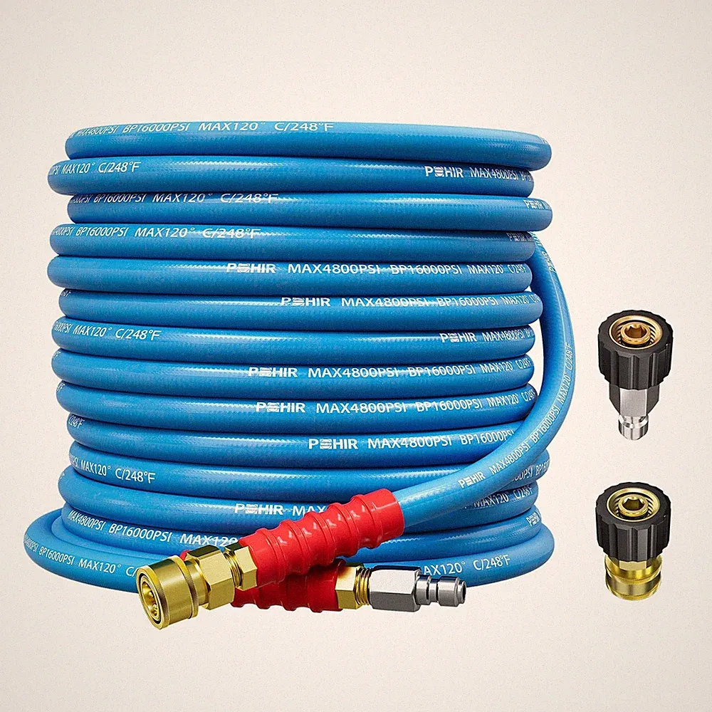 POHIR Pressure Washer Hose 50FT 3/8" for Cold & Hot Water (Up 3/8 50FT, Blue