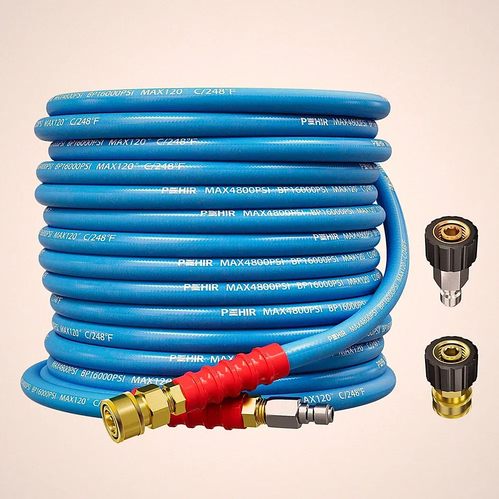 POHIR Pressure Washer Hose 50FT 3/8" for Cold & Hot Water (Up to 248℉) 480