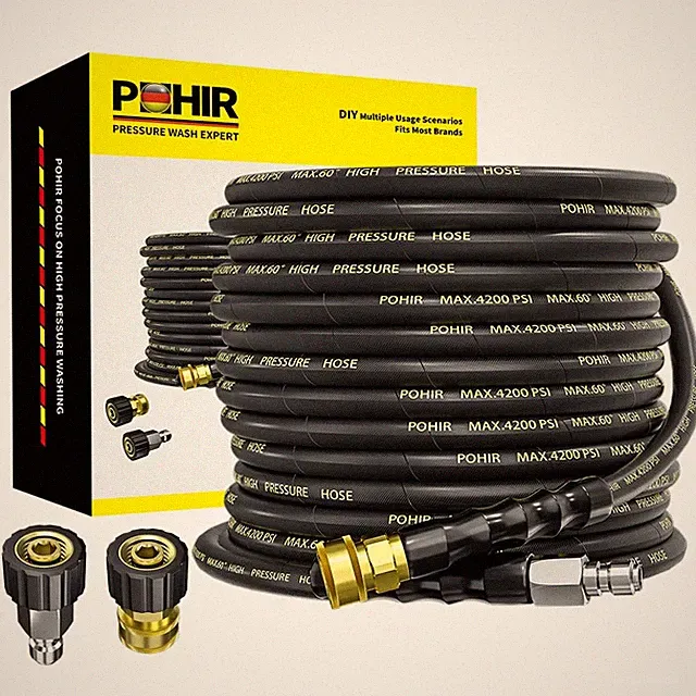 POHIR Pressure Washer Hose 50FT 3/8 Quick Connect 4200PSI M22 Adapter