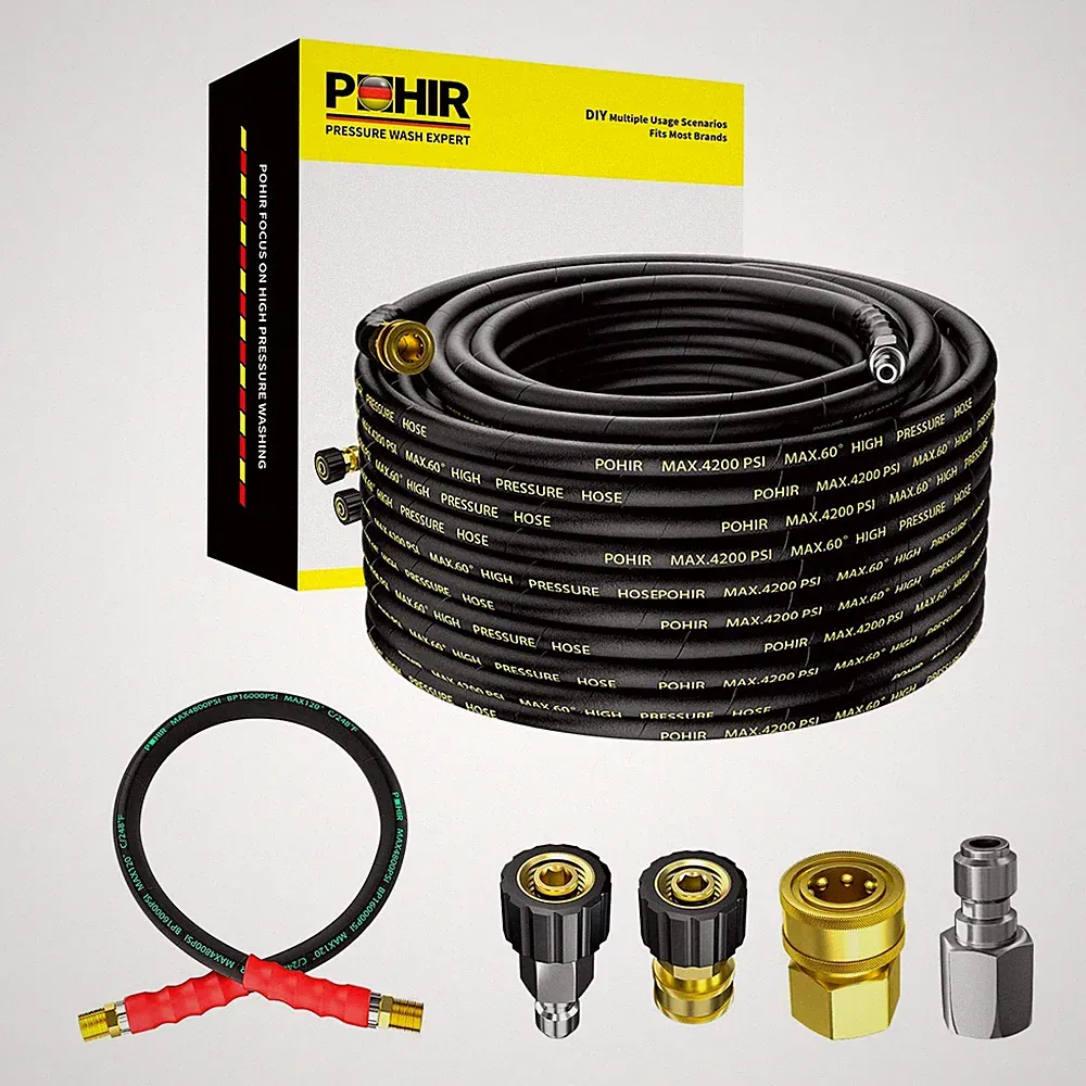POHIR Pressure Washer Whip Hose 3/8”, 248℉ Hot Water Pressure Washer