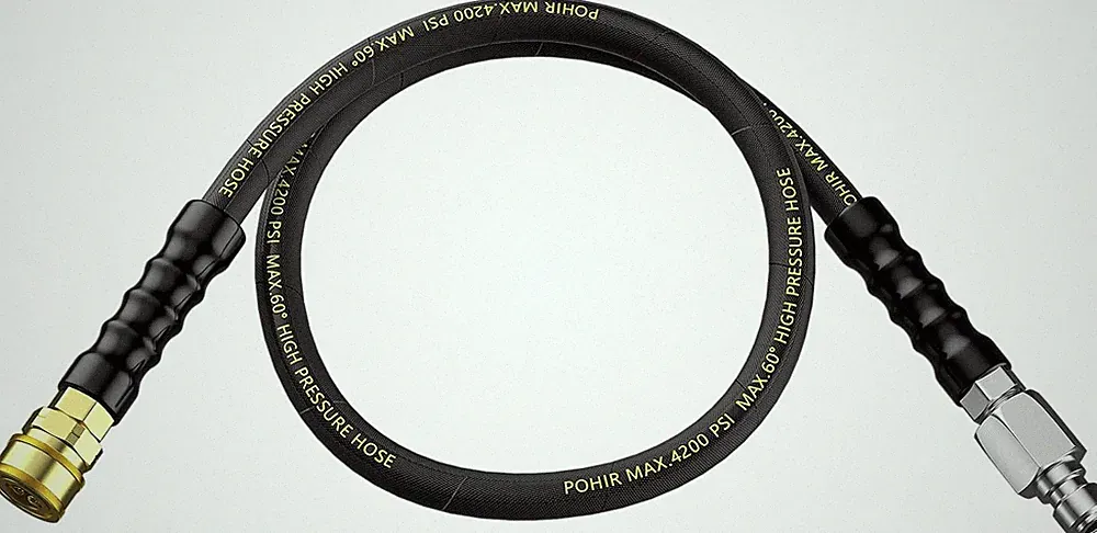 POHIR Pressure Washer Whip Hose 5 FT, Reel 5FT, Black, Gold, Silver