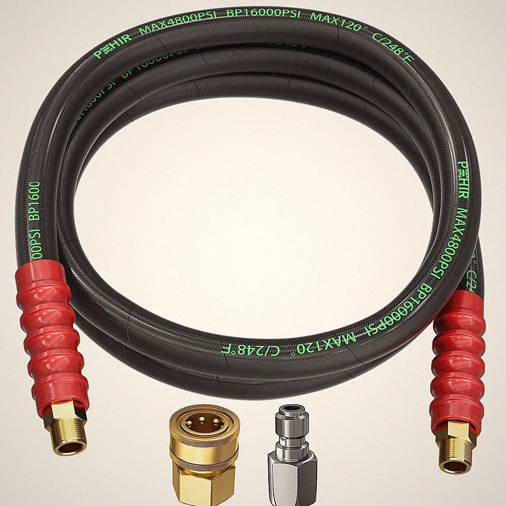 POHIR Pressure Washer Whip Hose 8FT, Reel Connector 248°F Hot/Cold Water Ju
