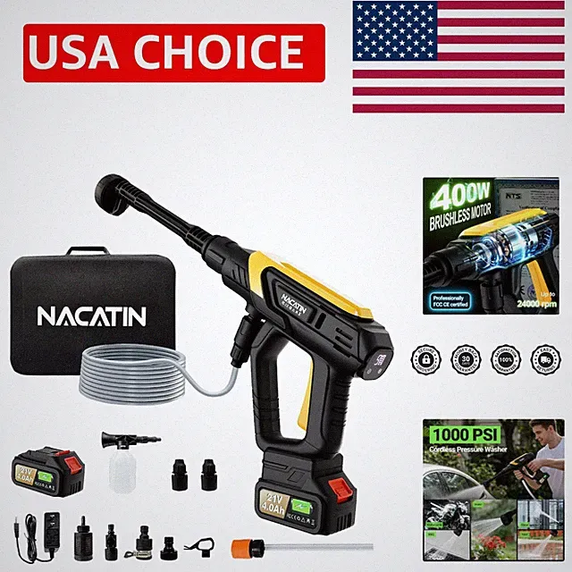 Portable 9 Gear Cordless Washer - Power for Car and Patio Cleaning with 6 Modes