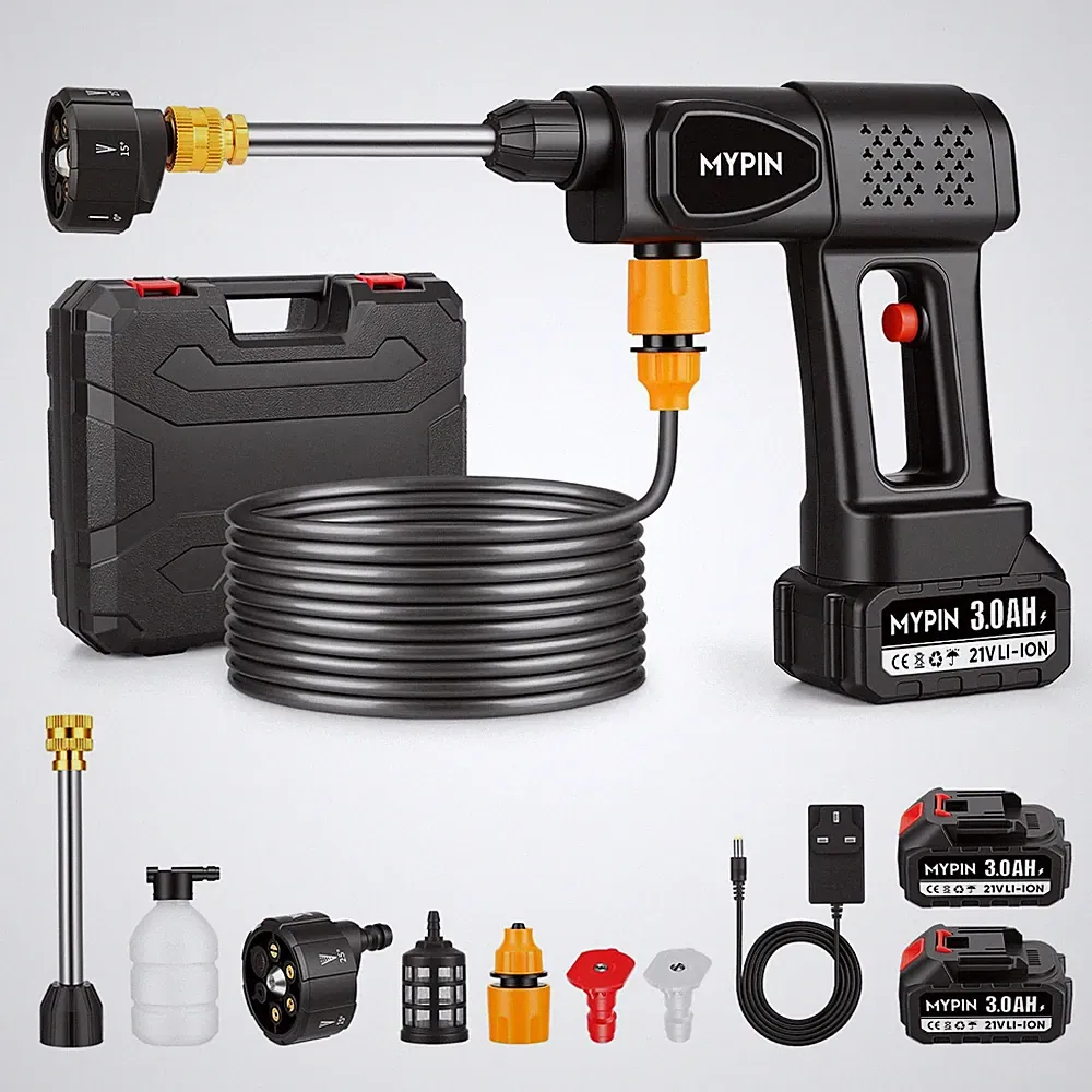 Portable Cordless 600PSI Pressure Washer, 6-in-1 Nozzle with Jet Nozzles