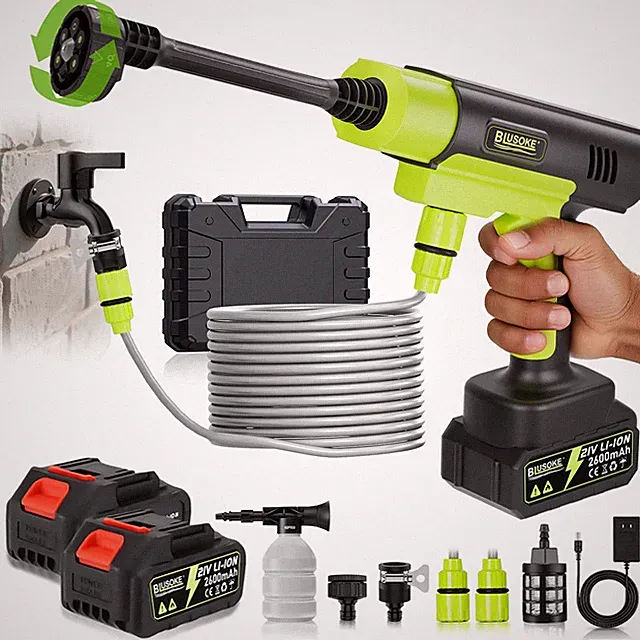 Portable Cordless Car Washing Tool - 6-in-1 Nozzle & Foam Cannon, Battery Operat