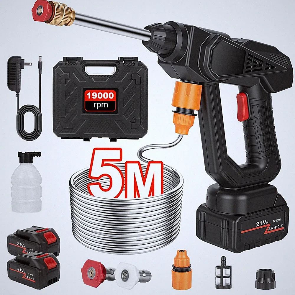 Portable Cordless Electric High Pressure Washer Spray Gun Car Wash Tool Boxset