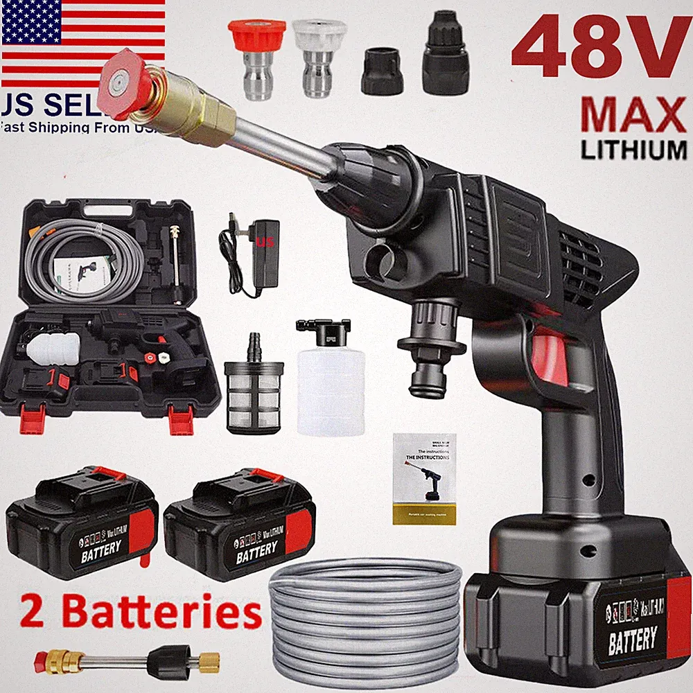 Portable Cordless Electric High Pressure Washer Spray Gun Car Wash Tool Boxset