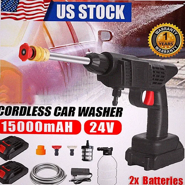 Portable Cordless Electric High Pressure Water Spray Car Gun Washer Cleaner Yard