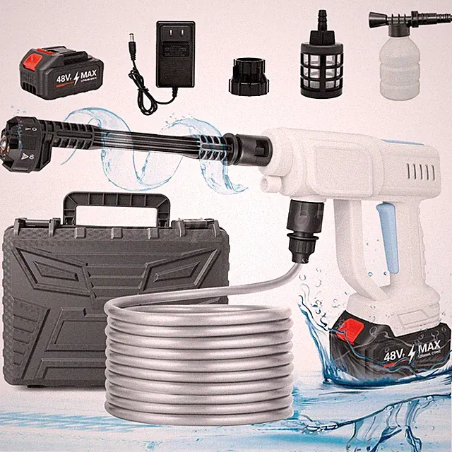 Portable Cordless Electric High Pressure Water Spray Gun Car Washer 6in1 Nozzle