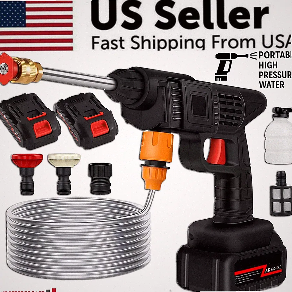 Portable Cordless Electric High Pressure Water Spray Gun Car Washer Cleaner Tool
