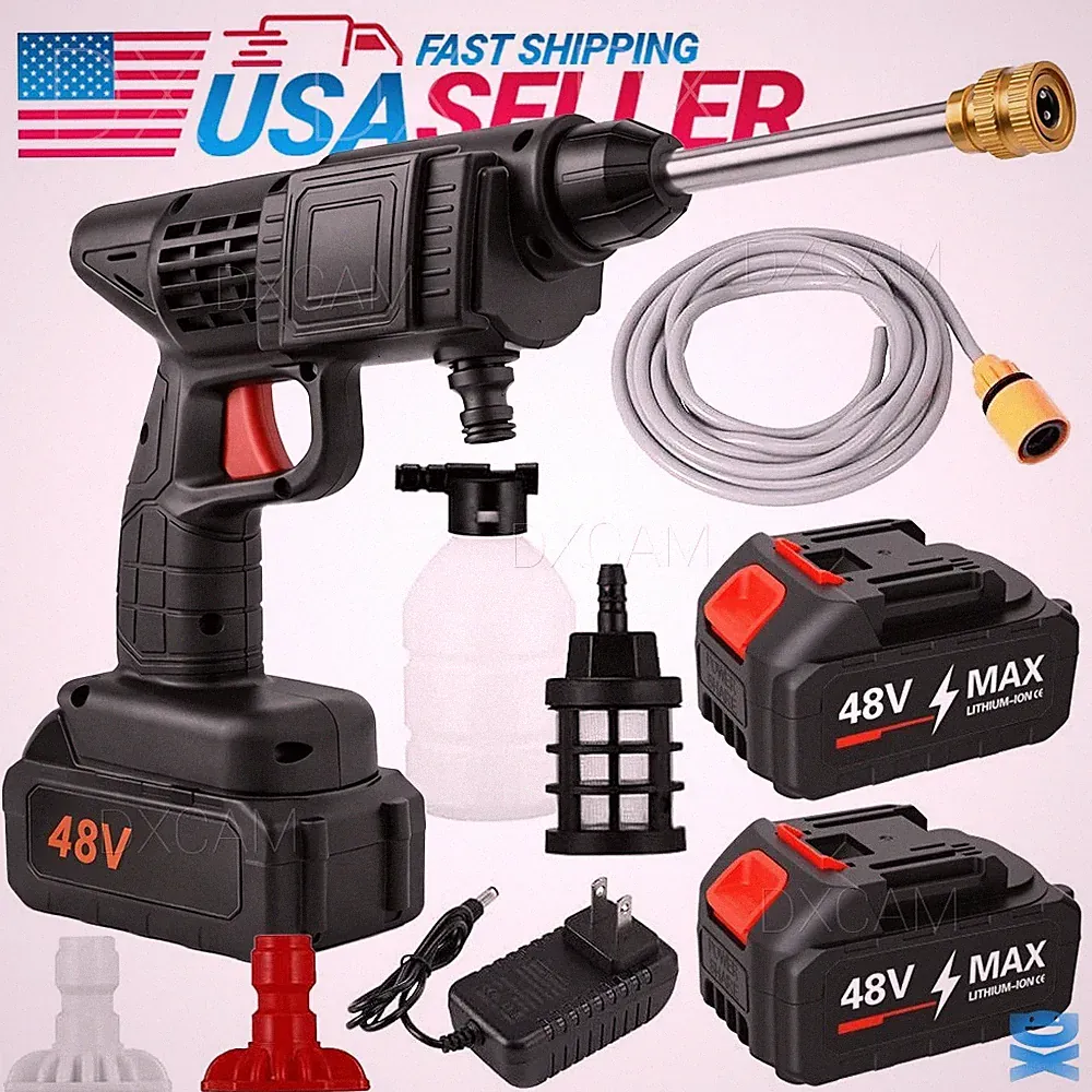 Portable Cordless Electric High Pressure Water Spray Gun Car Washer Cleaner Tool
