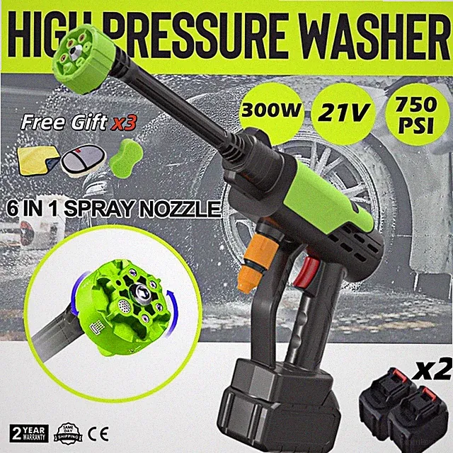 Portable Cordless Electric High Pressure Water Spray Gun Car Washer Tool + Box