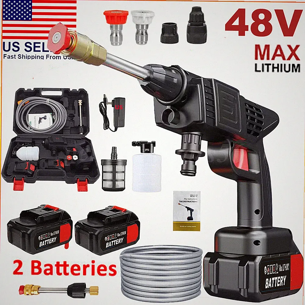 Portable Cordless Electric High Pressure Water Spray Gun Car Washer Tool Boxset