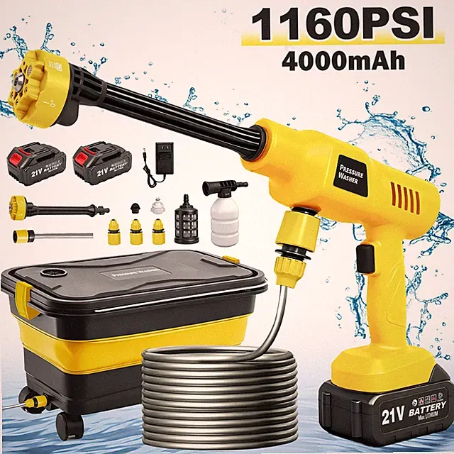 Portable Cordless Electric High Pressure Water Spray Gun Car Washer W Water Tank