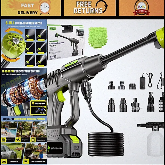 Portable Cordless Pressure Washer 1200 PSI, Handheld Power Cleaner for Home Use