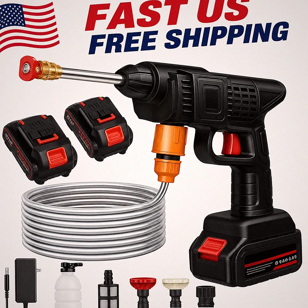 Portable Cordless Pressure Washer 400PSI Car Washer Gun 2 Battery Foam Cannon