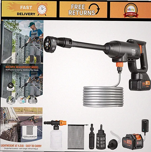 Portable Cordless Pressure Washer 580 PSI 1.1 GPM, Handheld Power Cleaner, 6-in