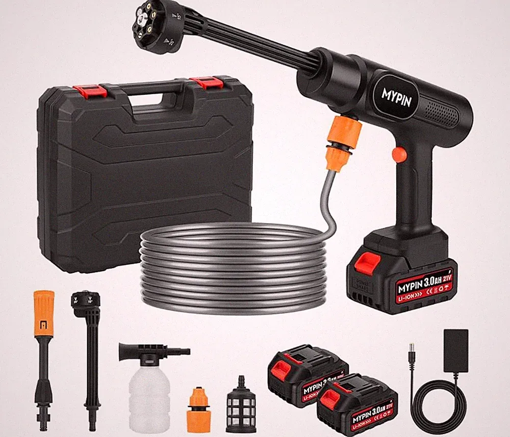 Portable Cordless Pressure Washer, 600 PSI 21V Rechargeable Two Batteries Powere