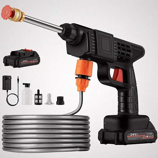 Portable Cordless Pressure Washer w/16.5ft Hose & 6-in-1 Nozzle, 2*6.0AH Battery