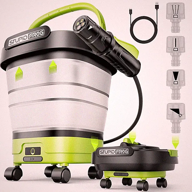 Portable Cordless Pressure Washer with Foldable 12L Water Tank, 4-in-1 Nozzle...
