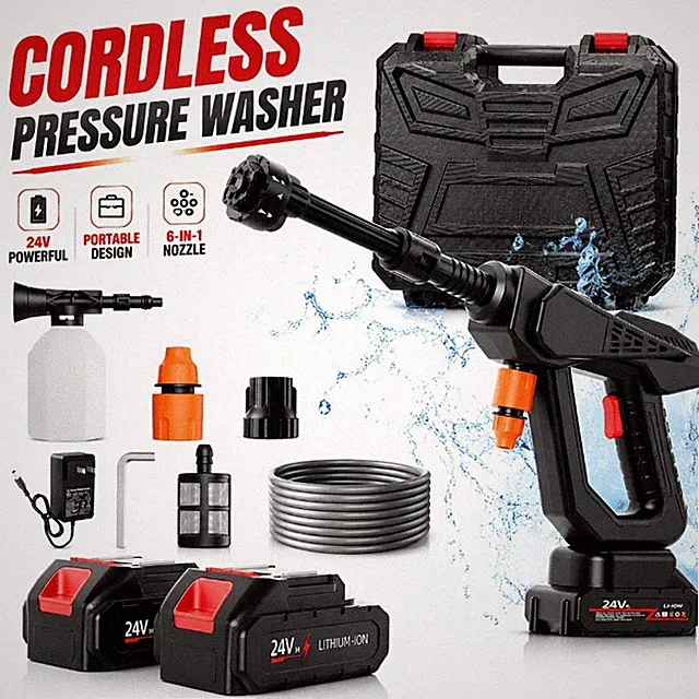 Portable Cordless Pressure Washer With Tool Box, 2 Batteries, 6-in-1 Nozzle
