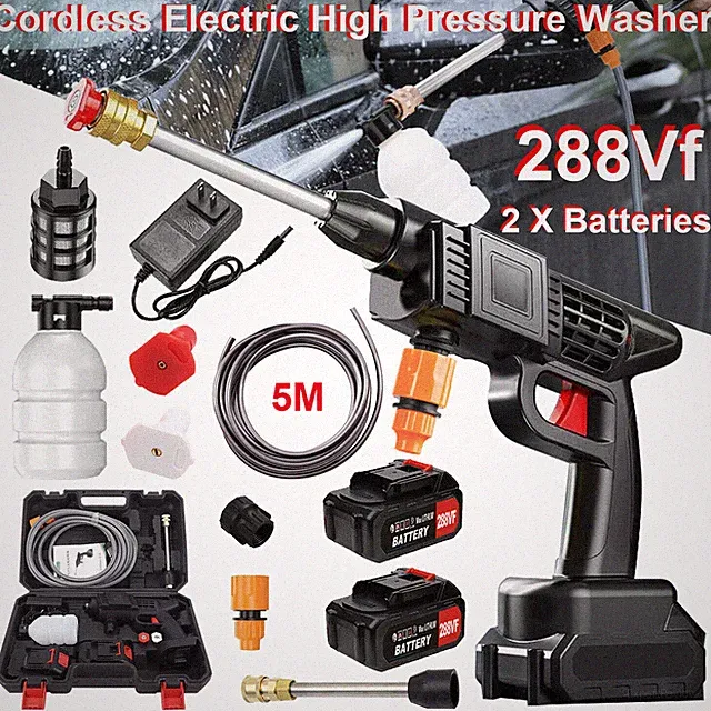 Portable Electric High Pressure Water Spray Gun Cordless Car Washer Cleaner Tool