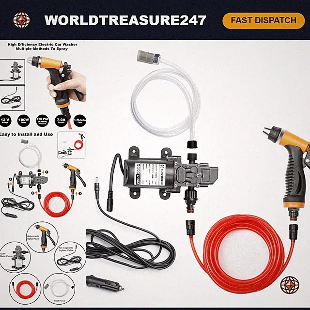 Portable Electric Pressure Washer 100W 160 PSI 12V with 21.3ft Hose for Home & C