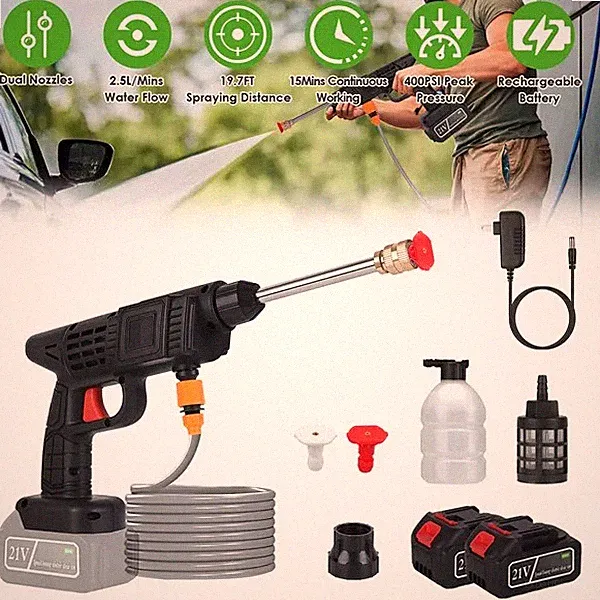 Portable Electric Pressure Washer 300W 27Bar Cordless for Car Bike Patio Garden