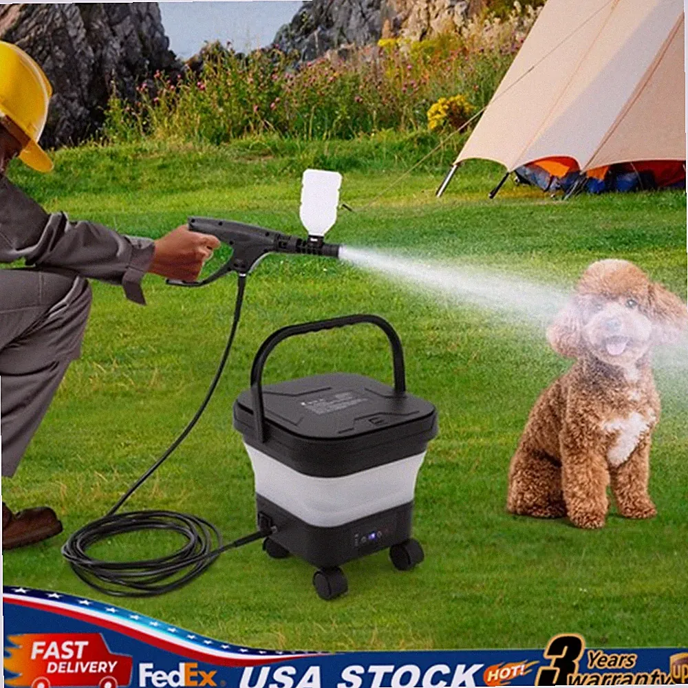 Portable Electric Pressure Washer with High-Pressure Water Gun and Water Tank