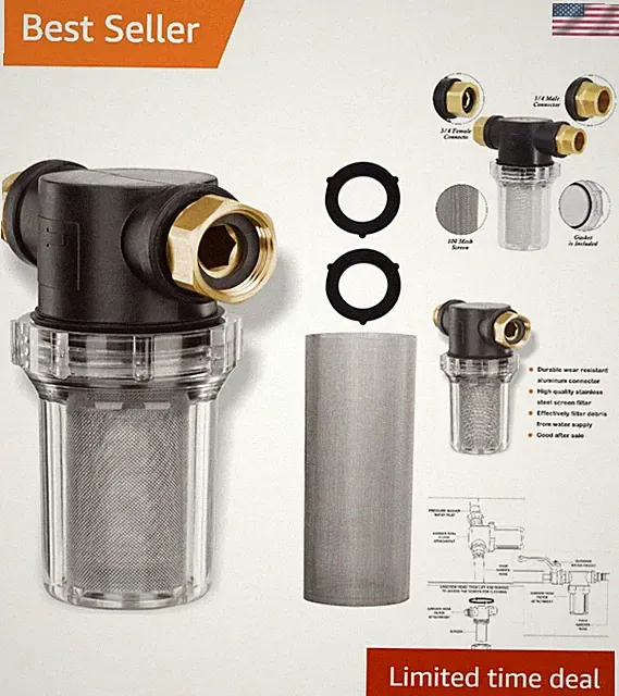 Portable Inline Hose Filter Attachment for Pressure Washers - 100 & 40 Mesh